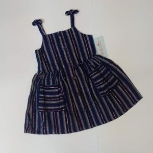 Little Girl's blue with silver stripe casual dress
